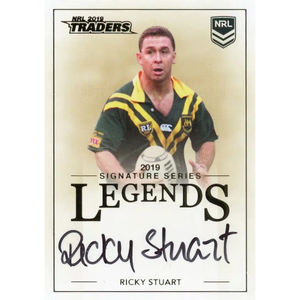 2019 NRL Traders Legends Signature Card – L14 Ricky Stuart Canberra Raiders