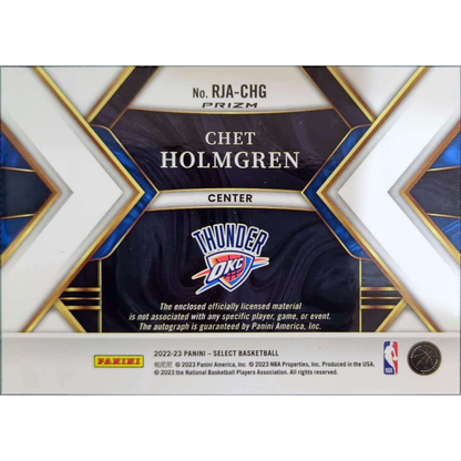 2022/23 Panini Select – Chet Holmgren Rookie Jersey Autograph (#RJA-CHG)