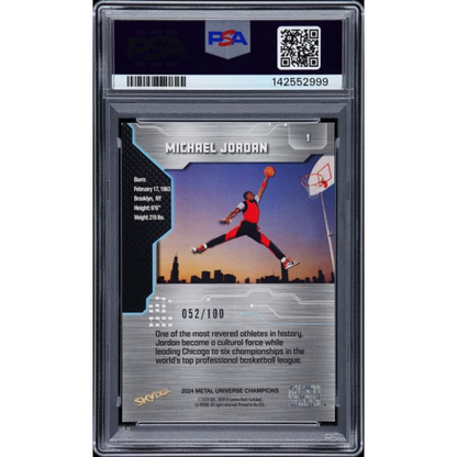 2024 Upper Deck Skybox Metal Universe Champions: Michael Jordan — Red Precious Metal Gems (PSA 7 Near-Mint)
